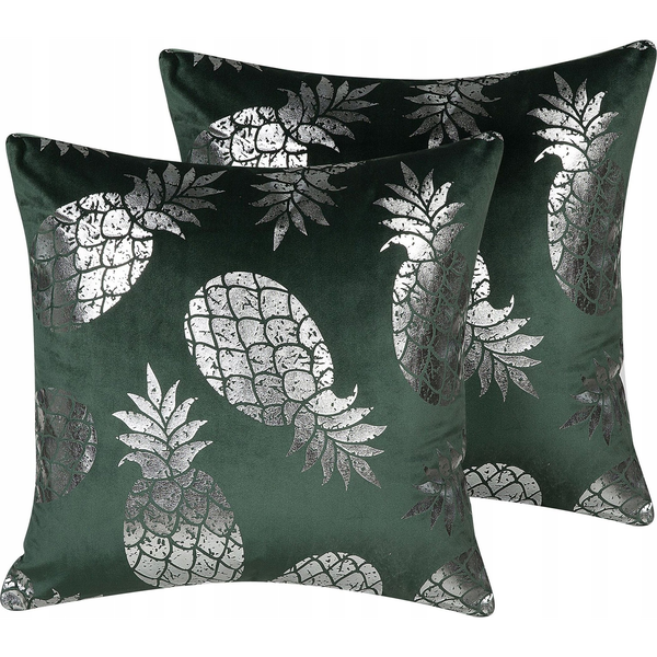 Conjunto De Cojines Decorativos Con Patrón De Piña Verde 45 X 45 Cm Decoración Glamour Astilbe - Verde
