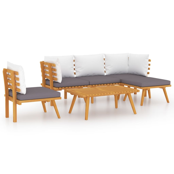 Set mobilier de grădină cu perne, 6 piese, lemn masiv acacia