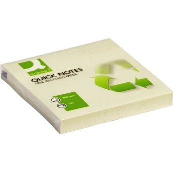  Q-Connect Bloczek samoprzylepny 100% Recycled, 76x76mm, 100 kart., żółty