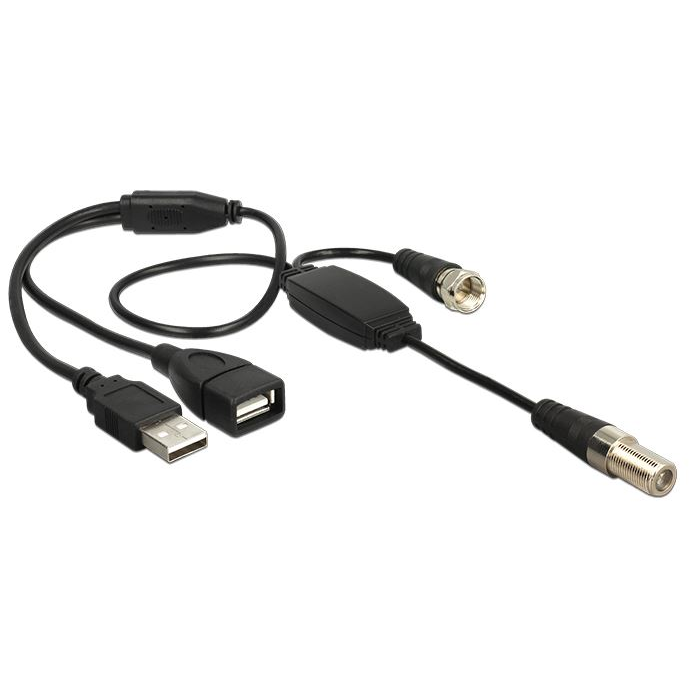 Delock atenna kábel F Jack > F Plug, phantom táp 5 V USB-ről 22cm (13006) (DE13006)