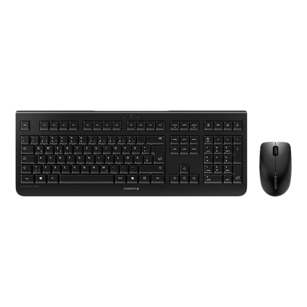 Cherry DW 3000 vezeték nélküli német billentyűzet + optikai egér fekete (JD-0710DE-2) (JD-0710DE-2)