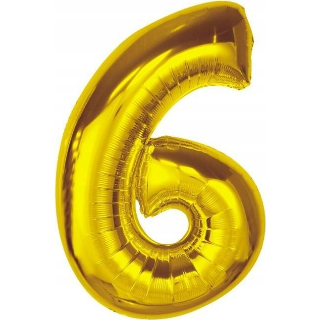 Szám Fólia Lufi - 6-os, 92 cm, Arany (628358)