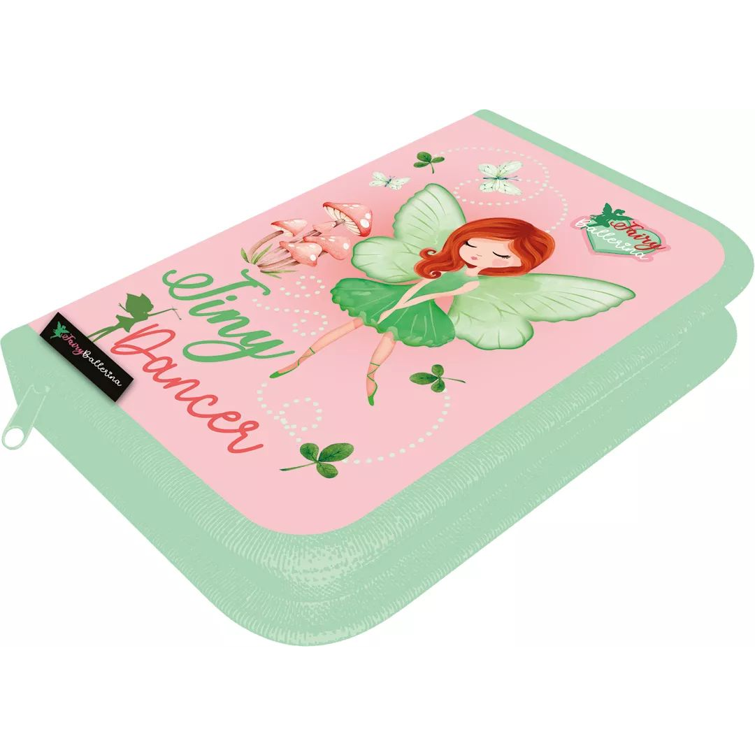 Lizzy Cayrd Fairy Ballerina Töltetlen Kihajtható tolltartó 2 db klapnival - Rózsaszín/Zöld (21053)