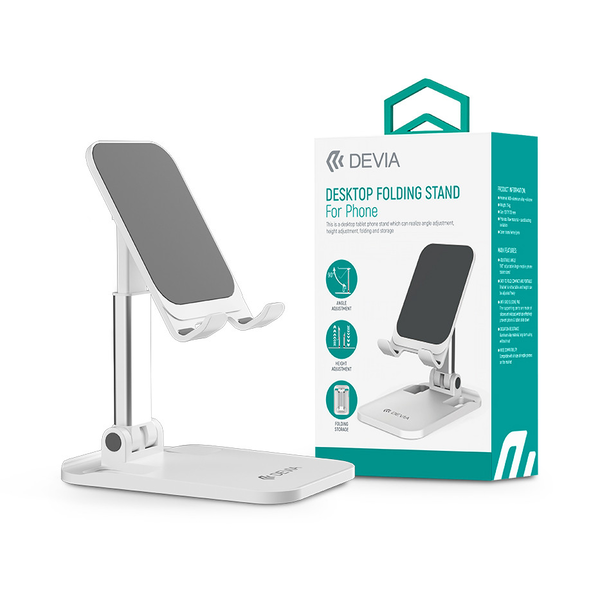 Devia univerzális asztali telefon/tablet tartó - Devia Desktop Folding Stand ForPhone - fehér