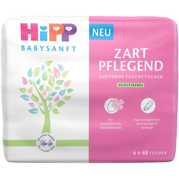 HiPP Babysanft BIO mandula kivonatos popsitörlő, 4× 48 db