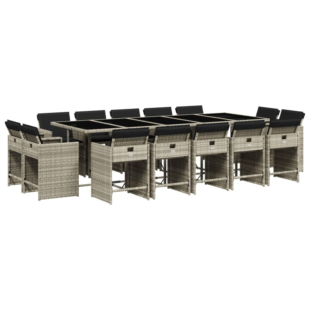 15 részes szürke polyrattan kerti étkezőgarnitúra párnákkal (3211235)