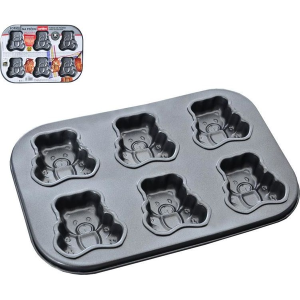Forma na muffiny, bábovičky - medvídci, ocelová, nepřilnavá ORION 26,5 x