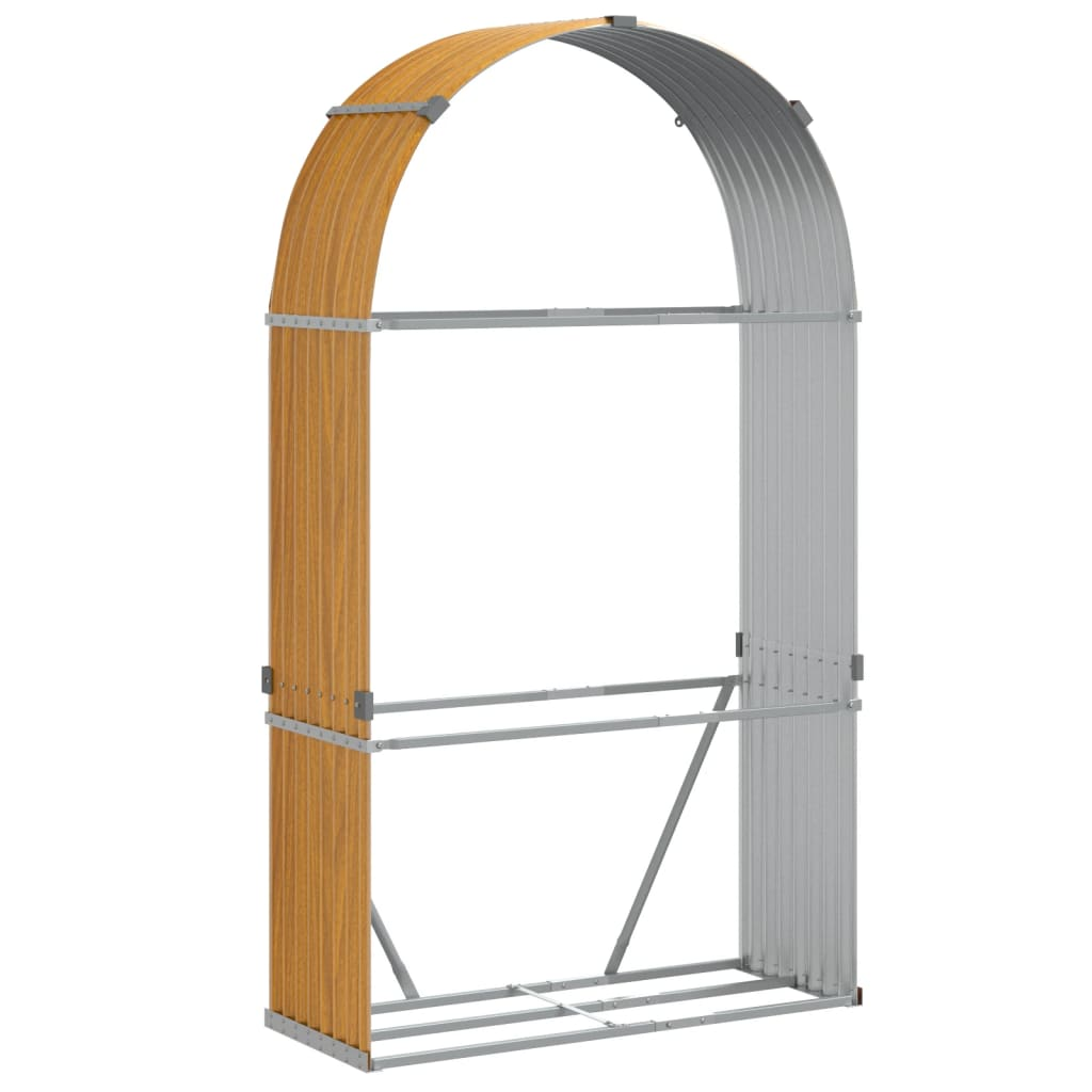 világosbarna horganyzott acél rönktartó 120 x 45 x 210 cm (364582)