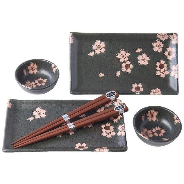 Made In Japan Sushi Szett Black & Pink Sakura 6 db (MIJRW00c17)