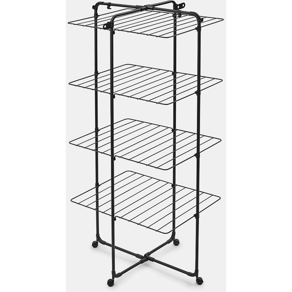 Brabantia HangOn Tower Drying Rack ruhaszárító torony kerekekkel, 30m szárítási hossz, 25kg teherbírás, összecsukható, acél, matt fekete - 319303