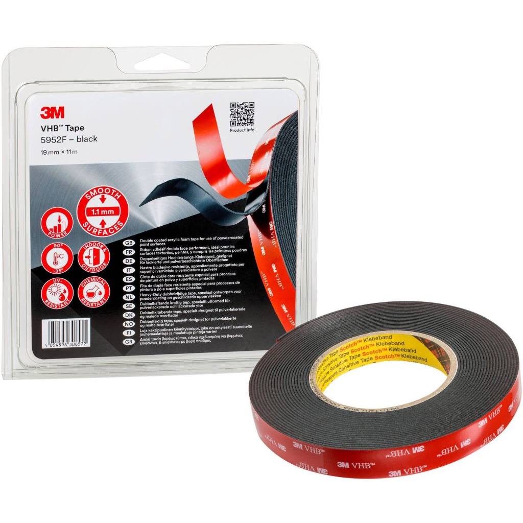3M VHB 5952F/IPS ragasztószalag, fekete, 11 m x 19 mm (5952F/IPS)