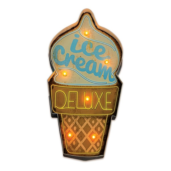 Forever Light Retro falra akasztható USB metál LED dekorációs lámpa "ICE CREAM"