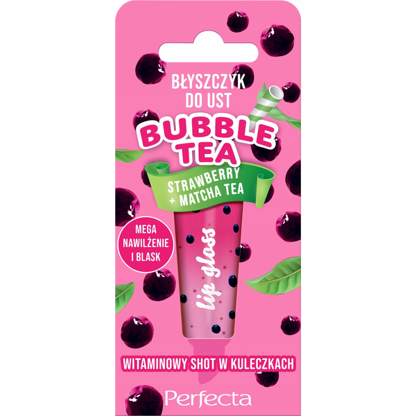  Alkotest PERFECTA_Bubble Tea błyszczyk do ust Strawberry + Matcha 10g