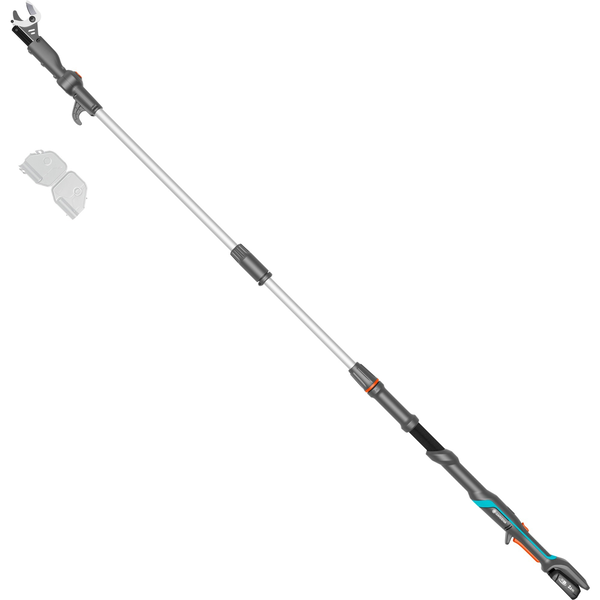 Sekator Gardena GARDENA Cordless Telescopic Pruning Shears HighCut 250/18V P4A Ready-To-Use Set, 18V (dark grey/turquoise, Li-Ion battery 2.0Ah, POWER FOR ALL ALLIANCE)