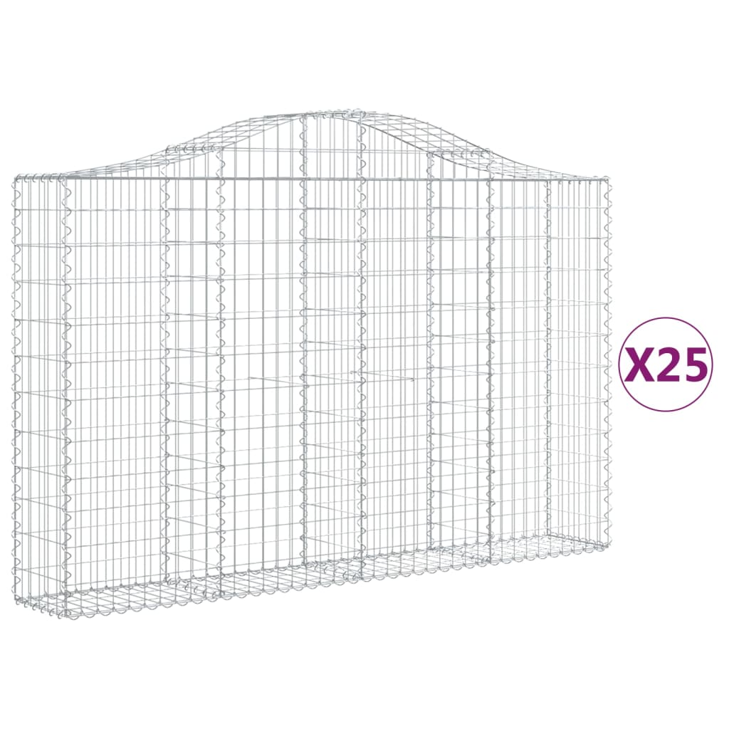 25 db íves horganyzott vas gabion kosár 200x30x120/140 cm (3145467)