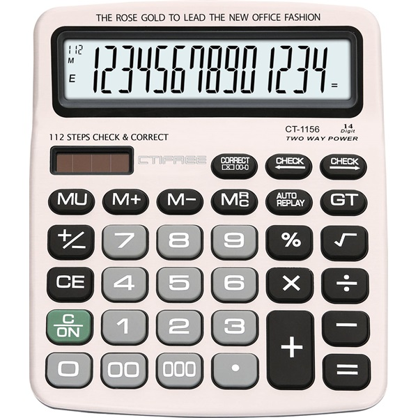 CTIFREE CT-1156 számológép, 155x195mm, 14 számjegy, dual power (CT-1156(CT-9814))