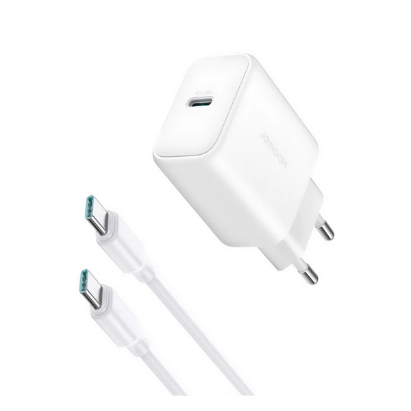 JOYROOM hálózati töltő Type-C aljzat (30W, PD gyorstöltő + Type-C kábel) FEHÉR (JR-TCF24_W)