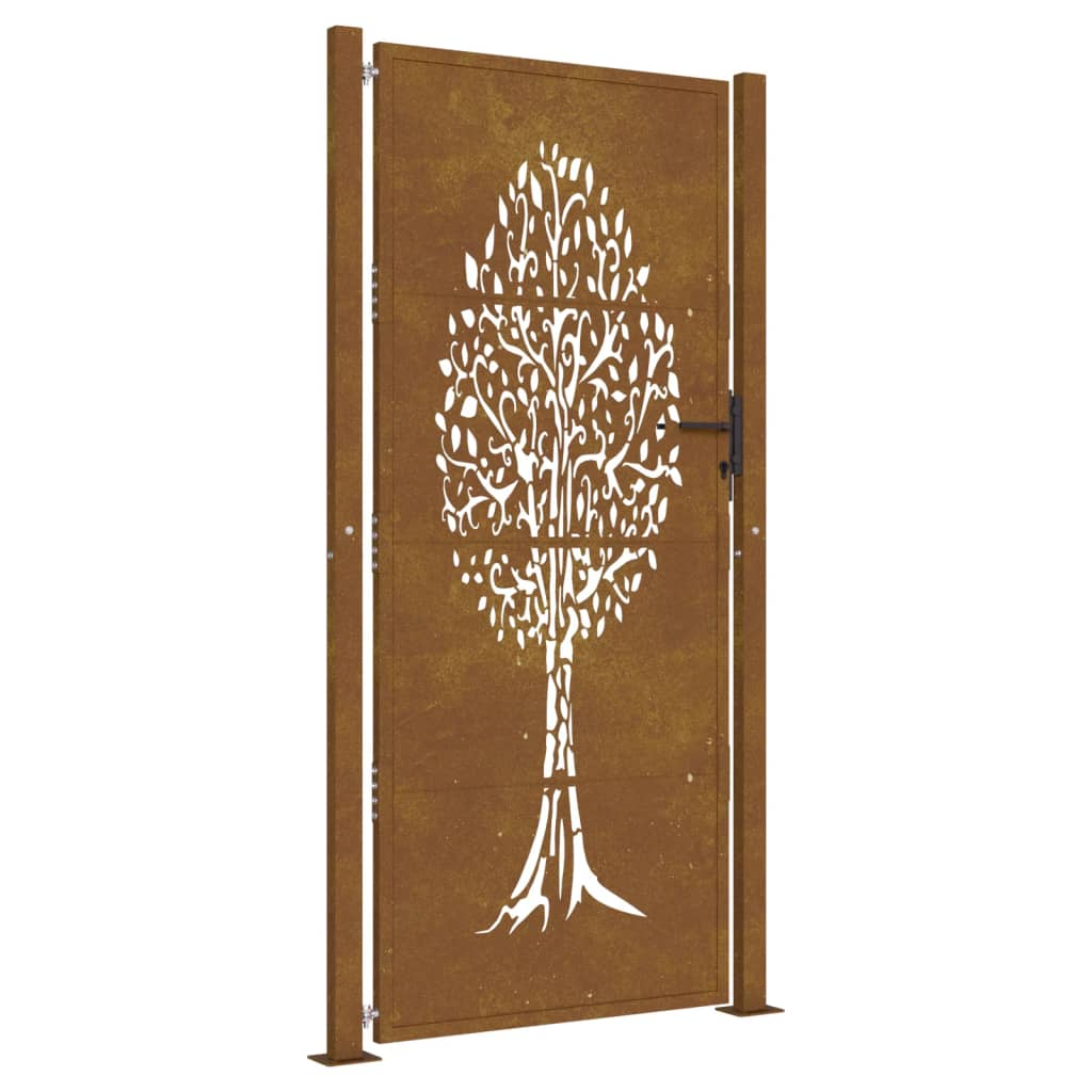 rozsdaszínű famintás corten acél kerti kapu 105 x 205 cm (153165)