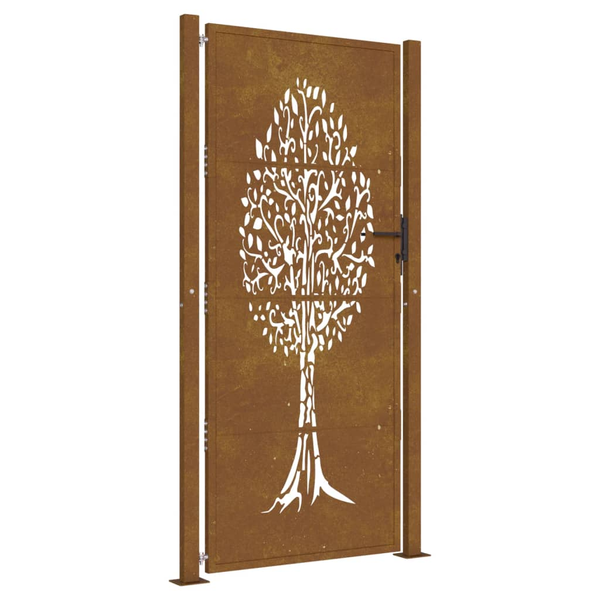 rozsdaszínű famintás corten acél kerti kapu 105 x 205 cm
