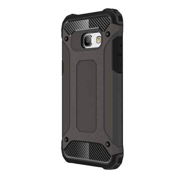 Defender műanyag telefonvédő (közepesen ütésálló, légpárnás sarok, szilikon belső, fémhatás) BARNA [Samsung Galaxy A3 (2017) SM-A320F] (5996457686469)