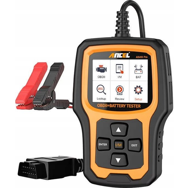 Ancel AD410 Pro 2in1 diagnosztikai szkenner, OBD2 és akkumulátor tesztelő, sárga