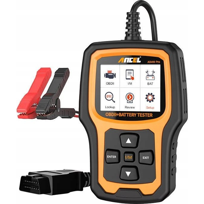 Ancel AD410 Pro 2in1 diagnosztikai szkenner, OBD2 és akkumulátor tesztelő, sárga (AD410 PRO)