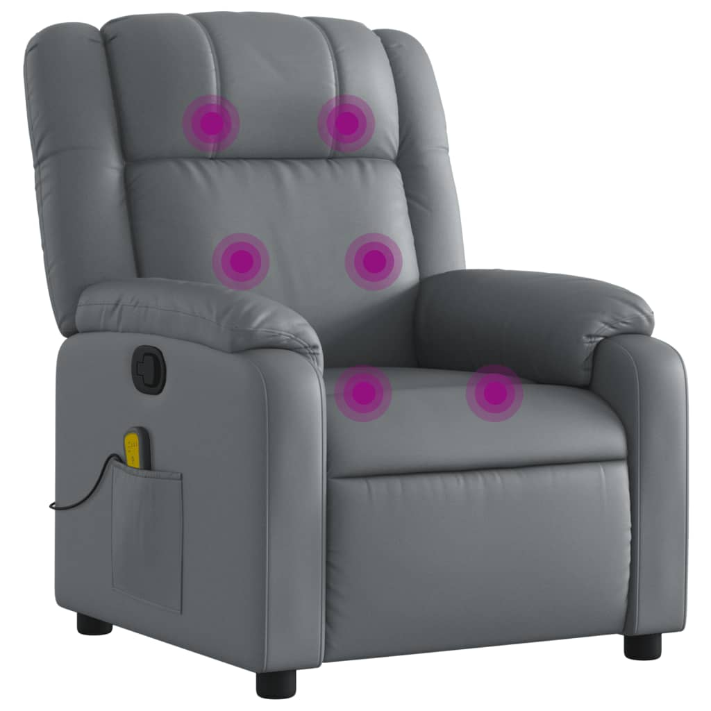szürke műbőr dönthető masszázsfotel (373532)