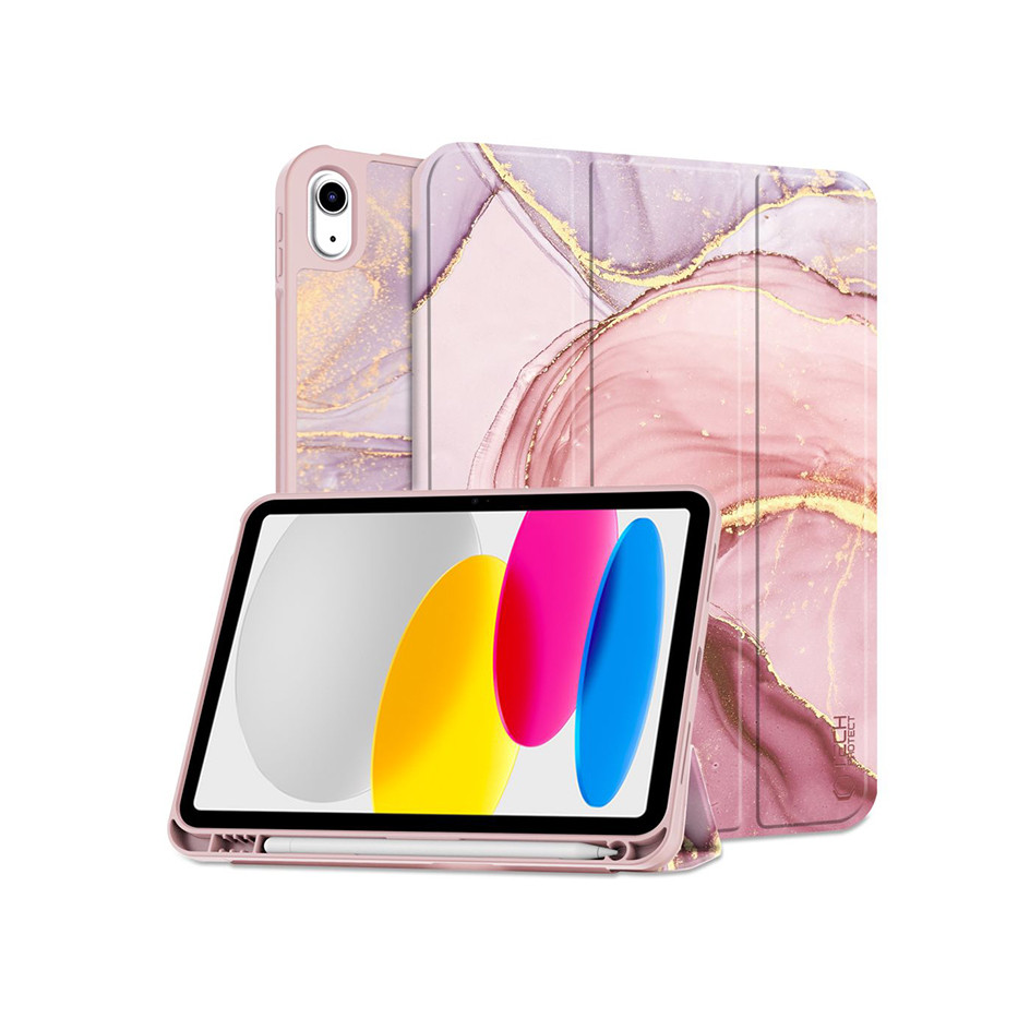 Apple iPad 10.9 (2022) tablet tok (Smart Case) on/off funkcióval, Apple Pencil tartóval - Tech-Protect - marble (ECO csomagolás) (TP309979)