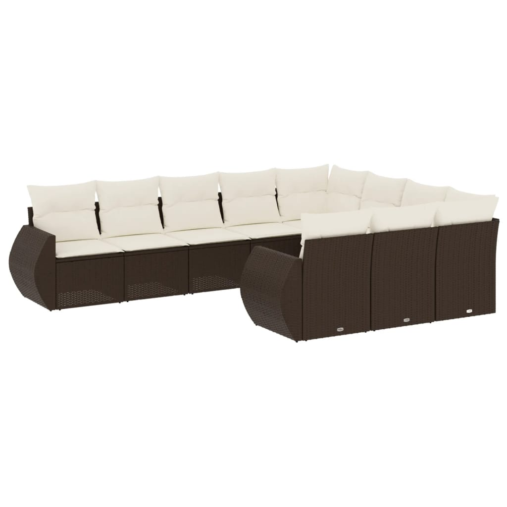 10 részes barna polyrattan kerti ülőgarnitúra párnákkal (3254230)