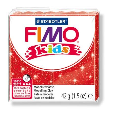 FIMO "Kids" gyurma 42g égethető glitteres piros (8030 212) (8030 212)