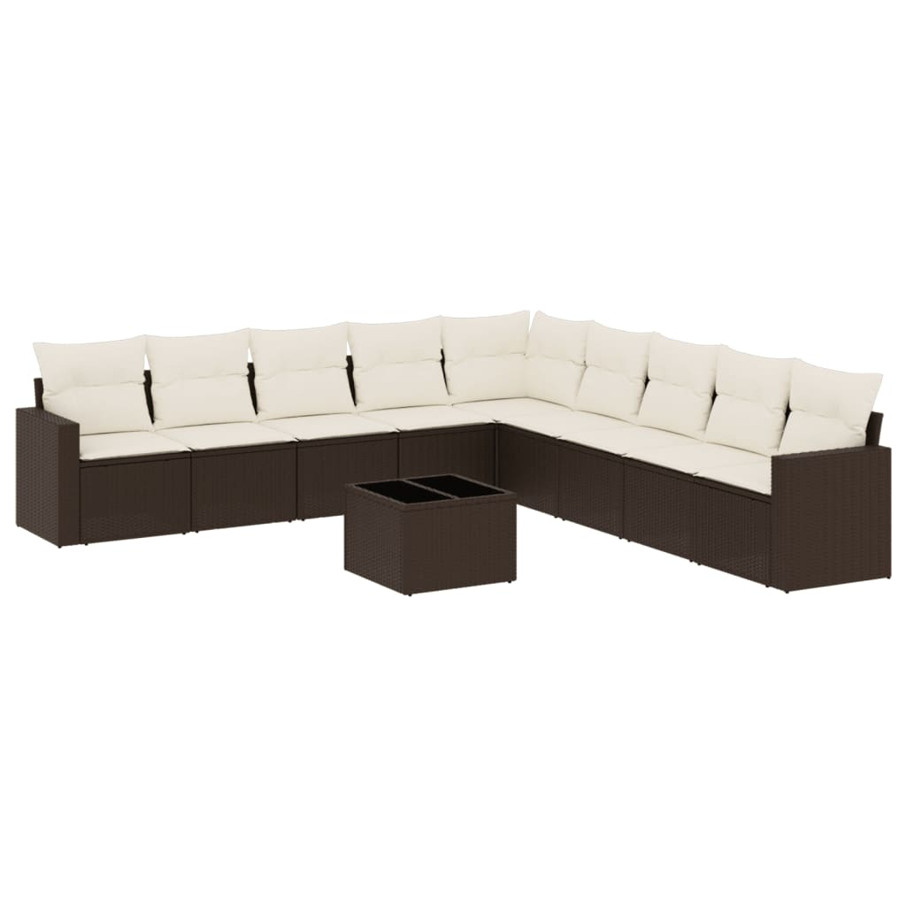 10 részes barna polyrattan kerti ülőgarnitúra párnákkal (3219093)