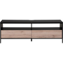 Mueble Tv De Madera Clara Con Negro Para Televisor De Hasta 70ʺ Con Estantes 2 Cajones Sydney - Negro