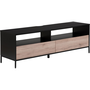 Mueble Tv De Madera Clara Con Negro Para Televisor De Hasta 70ʺ Con Estantes 2 Cajones Sydney - Negro