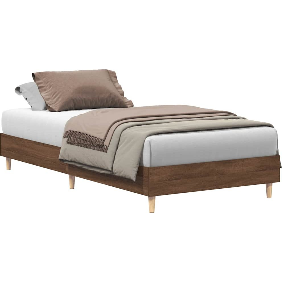 barna tölgy színű szerelt fa ágykeret matrac nélkül 75x190 cm (861099)