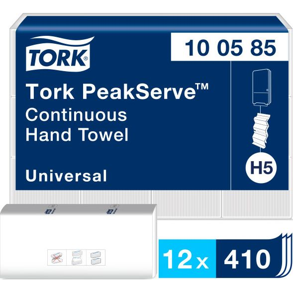 TORK 100585 PeakServe folyamatos adagolású kéztörlőpapír fehér