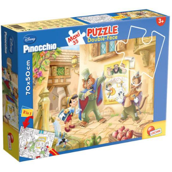 Disney Pinokkió 2 az 1-ben maxi 35db-os puzzle és színező 70x50cm - Lisciani (304-48182)