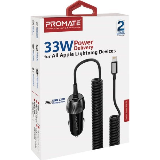 Promate PowerDrive-33PDI Car charger 33W / Lightning + USB-C