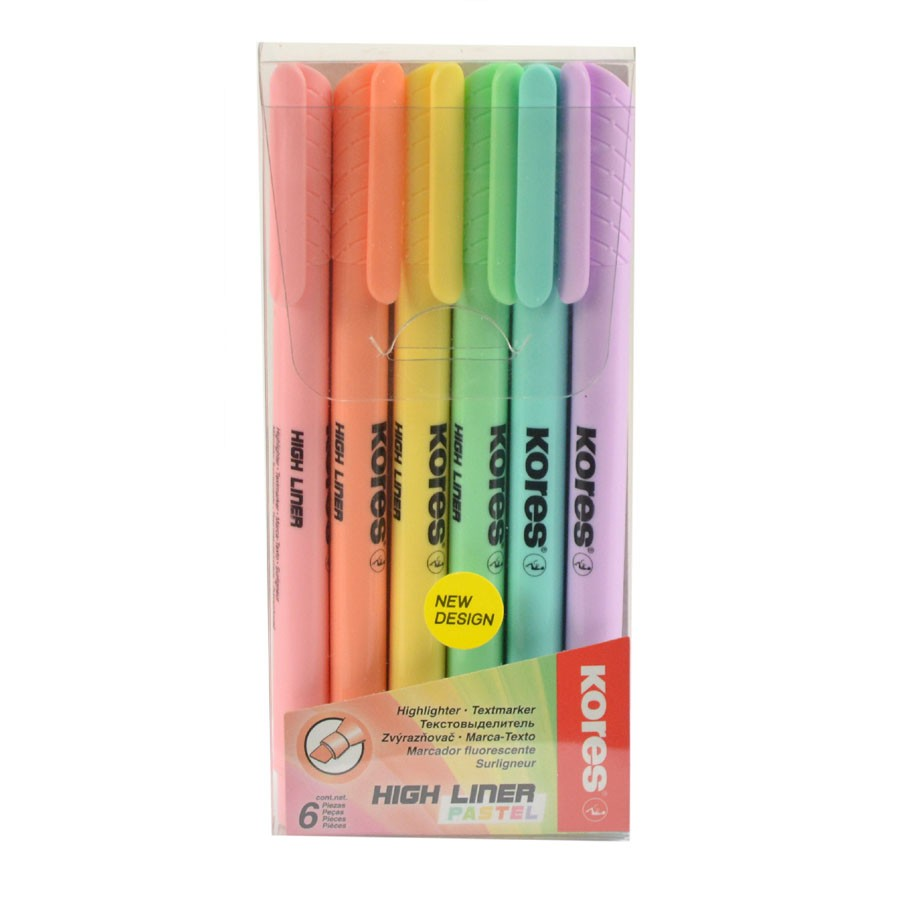 Kores 0.5-5 mm Szövegkiemelő készlet - 6 különböző pasztell szín (36246)