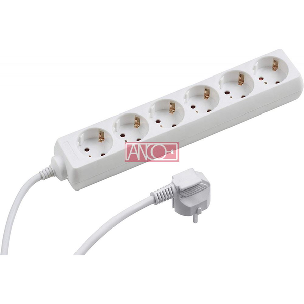 Anco 321161 6-aljzatos hosszabbító 3500W 16A 5m fehér