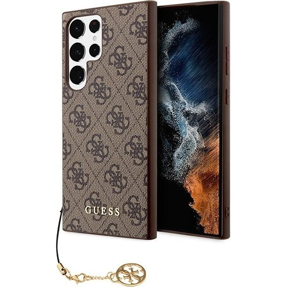 Guess 4G Charms Samsung Galaxy S23 Ultra szilikon tok, barna (GUHCS23LGF4GBR)