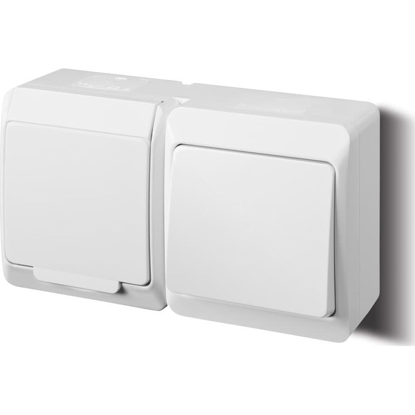 Elektro-Plast HERMES Gniazdo pojedyncze z/u 2P+Z+ łącznik jednobiegunowy biały 0327-12