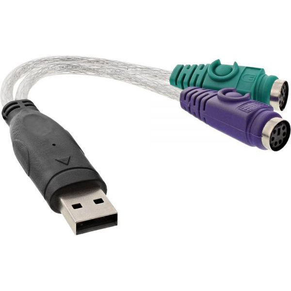 InLine 33386 PS/2 kábel 2x 6-p Mini-DIN USB A Átlátszó (33386)