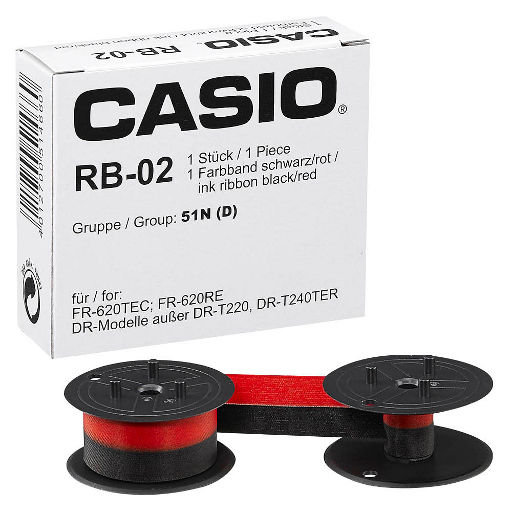Casio RB-02-2 Tintaszalag 13mm / 6m - Fekete/Piros (RB-02-2)