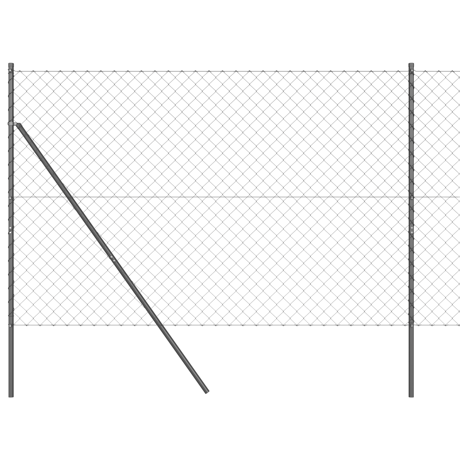 Lánc Kerítés 2 db Szürke Acél 25 x 1,5 m Tartós Lánc Kerítés (3351120)