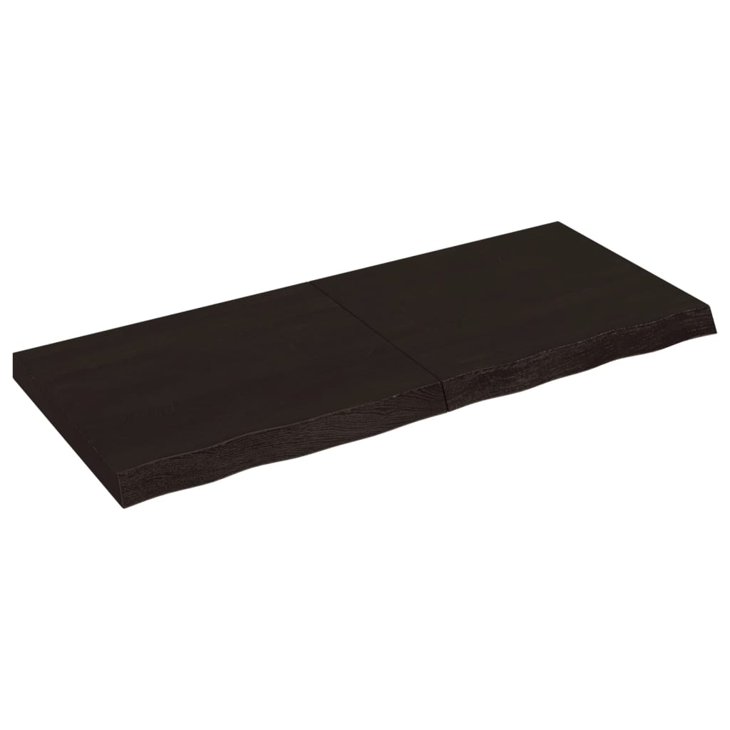 sötétbarna kezelt tömör tölgyfa fali polc 120 x 50 x (2-6) cm (363817)