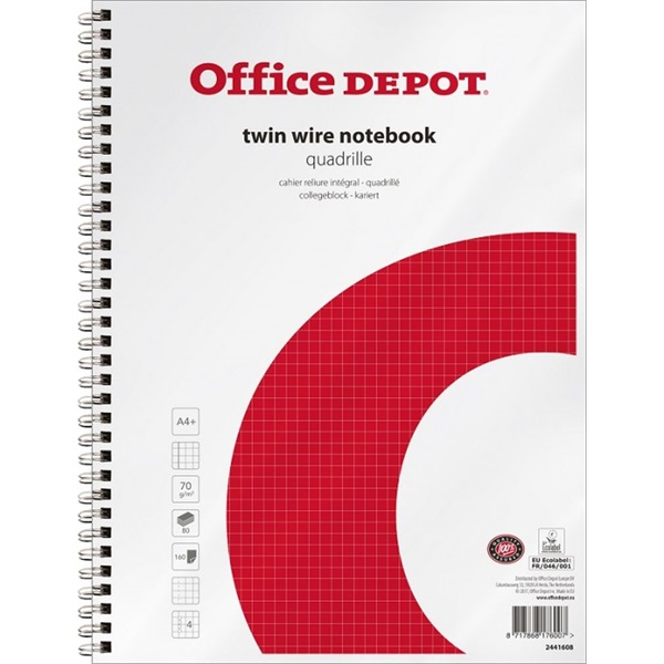 Office Depot A4+ lefűzhető kockás spirálfüzet (3698652D)