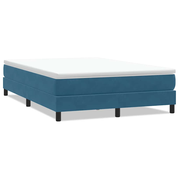 sötétkék bársony rugós ágy matrac nélkül 160x210 cm