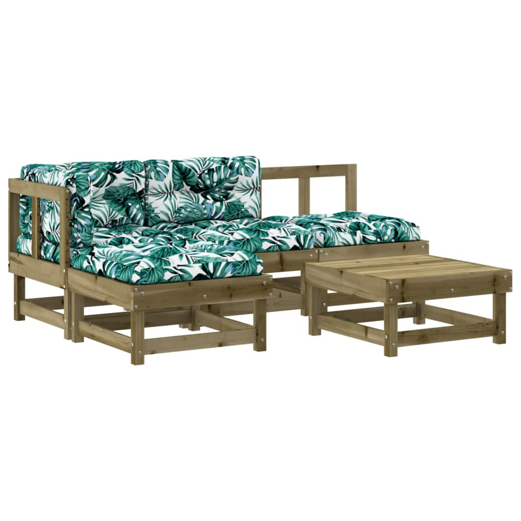 5 részes impregnált fenyőfa kerti ülőgarnitúra párnával (3186045)