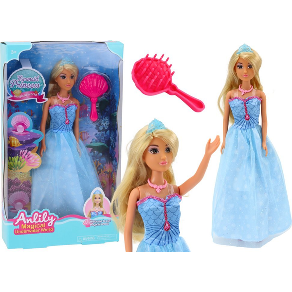 Anlily Mermaid Princess Kék Ruhás Baba