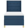 Pat box spring cu saltea, albastru, 100x200 cm, textil